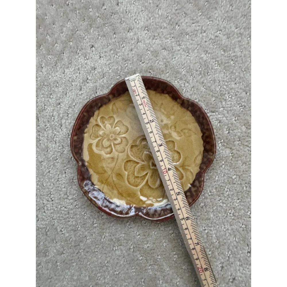 Vintage French Country Brown Small Dish for Jewelry, Soap, and More
